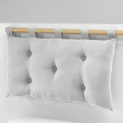 EMINZA Tête de lit coussin gaze de coton (80 x 50 cm) Gaïa Gris nuage Gris clair Outlet