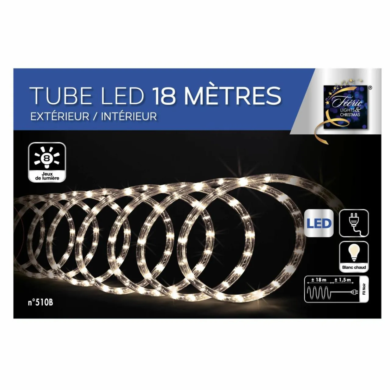Feeric Lights & Christmas Tube lumineux 324 LED (18 m) Blanc chaud Outlet