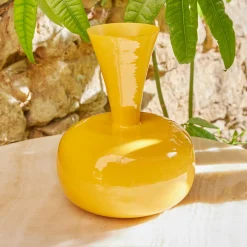 #N/A Vase en métal émaillé fait main (H23 cm) Cléa brillant Jaune Sale