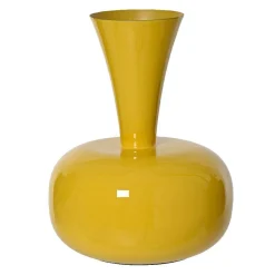 #N/A Vase en métal émaillé fait main (H23 cm) Cléa brillant Jaune Sale