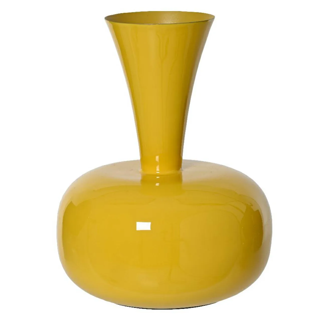 #N/A Vase en métal émaillé fait main (H23 cm) Cléa brillant Jaune Sale