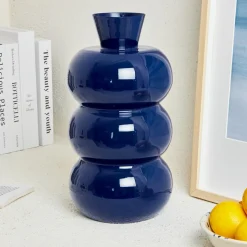 #N/A Vase en métal émaillé fait main (H33 cm) Serena roi brillant Bleu Online