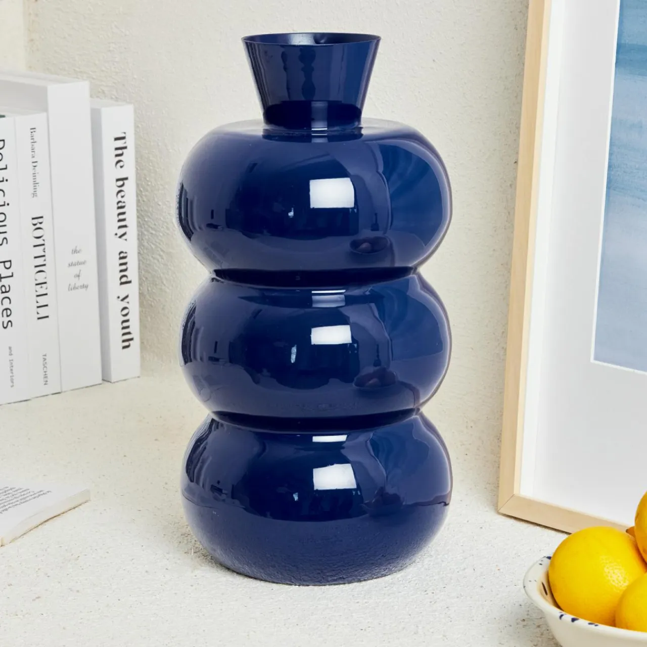 #N/A Vase en métal émaillé fait main (H33 cm) Serena roi brillant Bleu Online