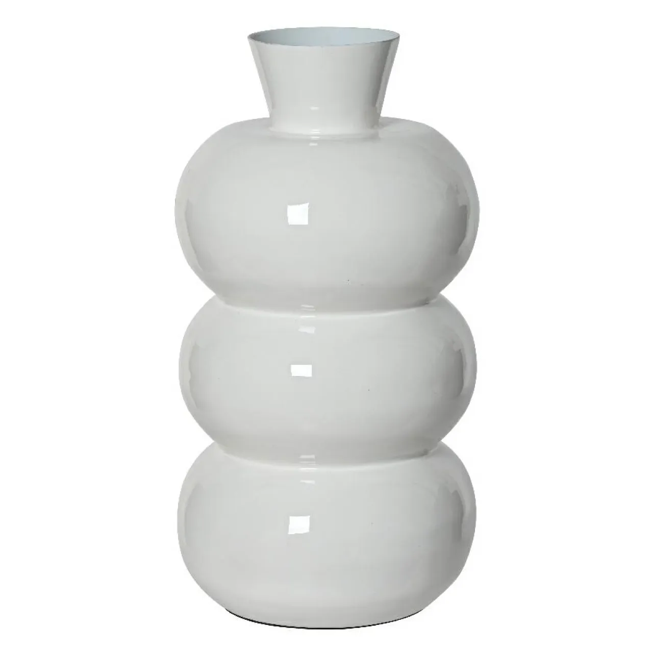 #N/A Vase en métal émaillé fait main (H33 cm) Serena brillant Blanc Clearance