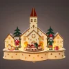 KAEMINGK Village de Noël en bois lumineux et musical à piles (30 x H24 cm) Église et casse-noisette