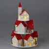 KOOPMAN Village de Noël en bois lumineux à piles (H30 cm) Maisons toits rouges Discount