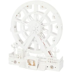 KOOPMAN Village de Noël en bois lumineux et animé (H30 cm) Roue Enchantée de Noël Blanc Best