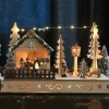 BLACHERE Village de Noël en bois lumineux à piles (H18 cm) Bonbons de Noël Sale