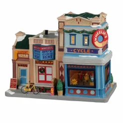 LEMAX Village de Noël lumineux Boutique de vélos et de patins à roulettes Discount