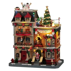LEMAX Village de Noël lumineux, musical et animé Fête du Père Noël sur les toits Best