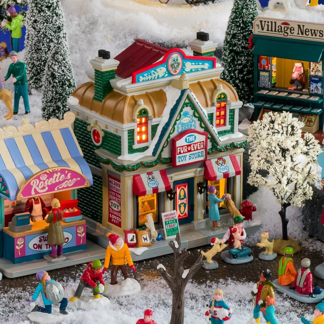 LEMAX Village de Noël à piles lumineux Boutique de jouets Fur-Ever Outlet