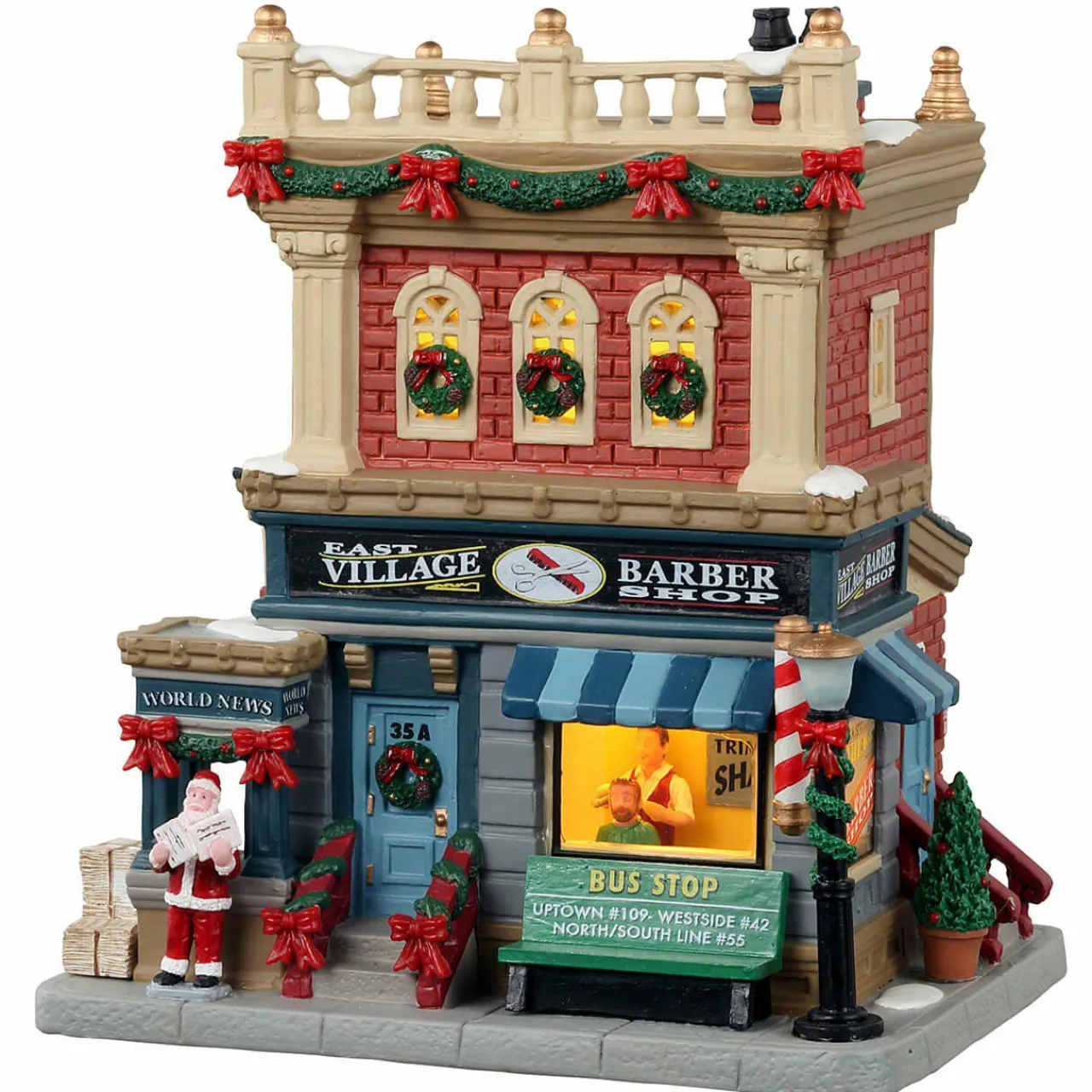 LEMAX Village de Noël à piles lumineux Barbier de East village New