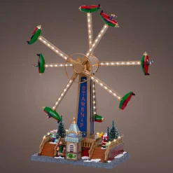 KAEMINGK Village de Noël lumineux, animé et musical (H47 cm) Manège avions Multicolore Outlet