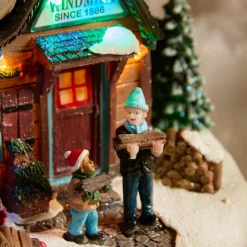 KAEMINGK Village de Noël lumineux, animé et musical (H34 cm) Moulin et enfants Multicolore Discount