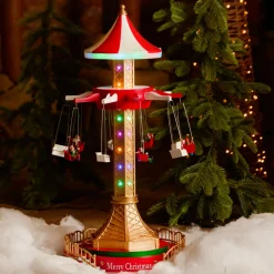 KAEMINGK Village de Noël lumineux animé et musical (H52 cm) Manège à sensation Rouge Online