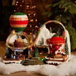 KAEMINGK Village de Noël lumineux animé et musical (H27 cm) Parc d'attraction Multicolore