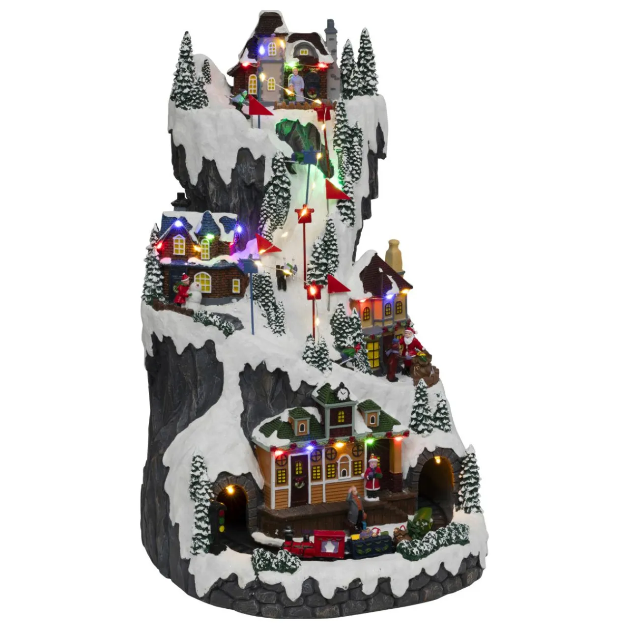 JJA Village de Noël lumineux et animé (H52 cm) Piste de ski lumineuse Multicolore Online