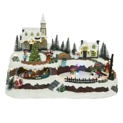 KAEMINGK Village de Noël lumineux et musical Eglise sur la colline Clearance