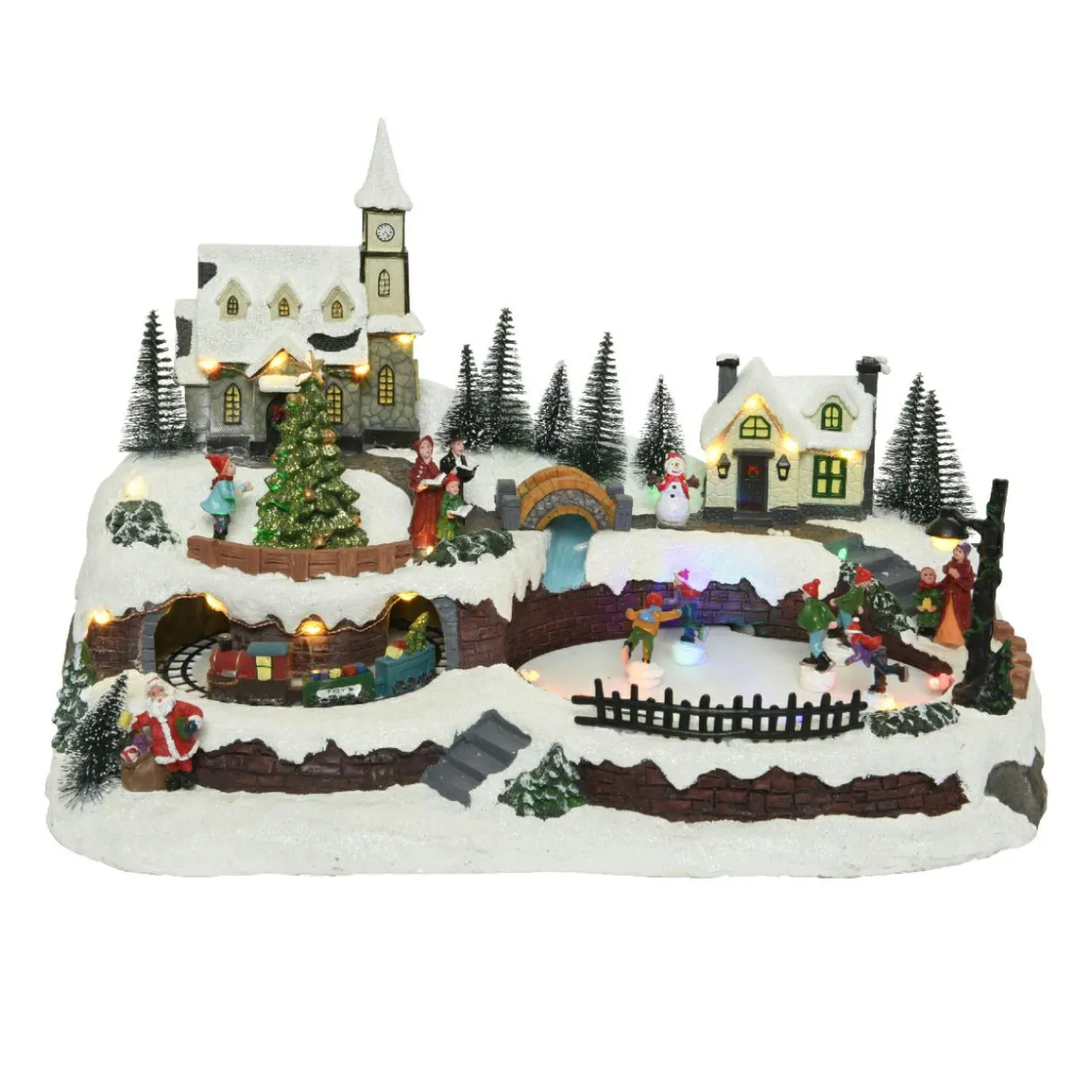 KAEMINGK Village de Noël lumineux et musical Eglise sur la colline Clearance