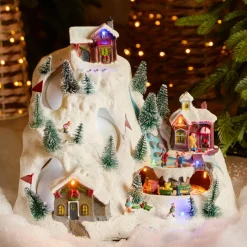 KAEMINGK Village de Noël lumineux et musical Station de ski animée Best