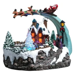 Feeric Lights & Christmas Village de Noël lumineux et musical Père Noël et fontaine Online