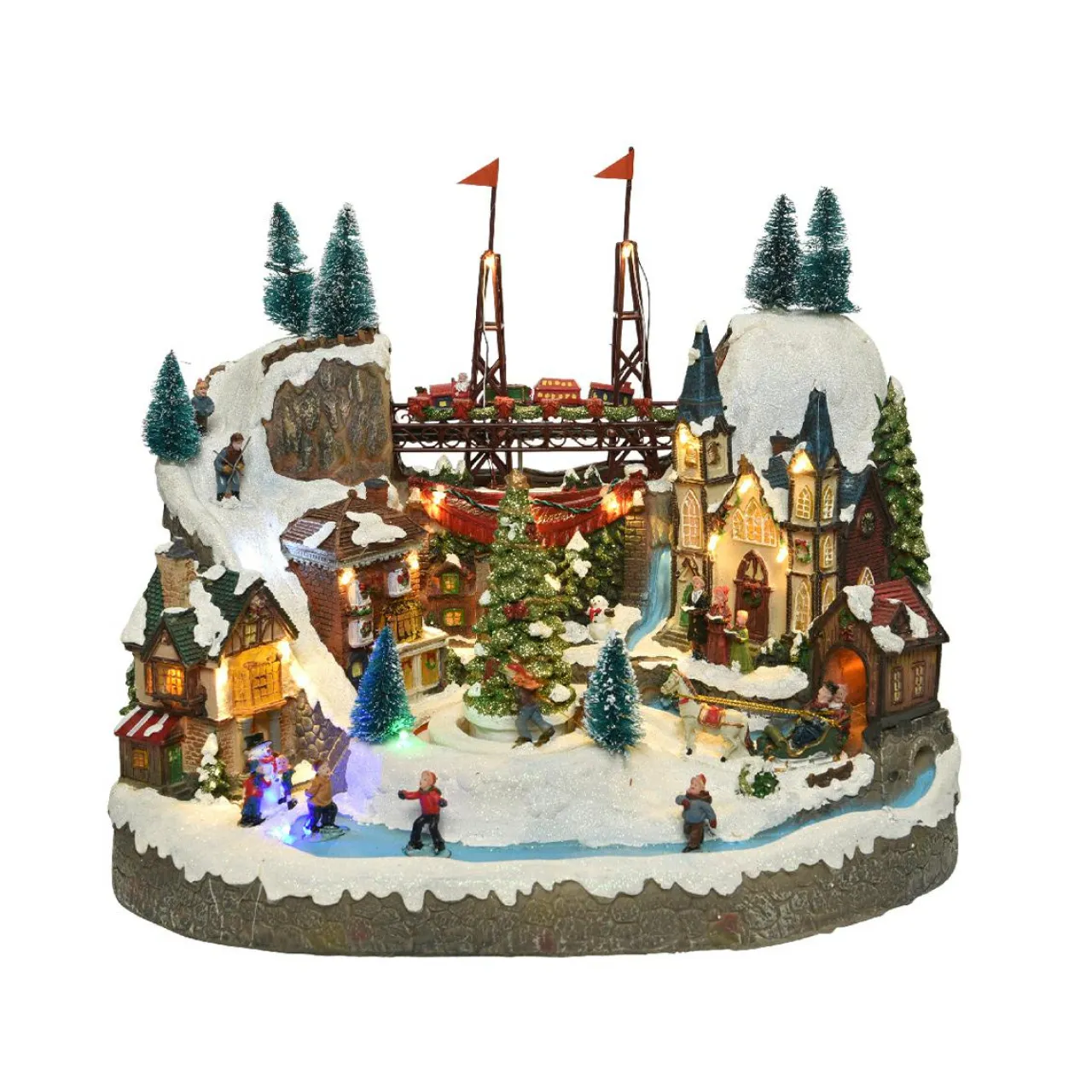 KAEMINGK Village de Noël lumineux et musical Ville festive et Chemin de fer Hot