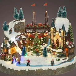 KAEMINGK Village de Noël lumineux et musical Ville festive et Chemin de fer Hot