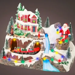 KAEMINGK Village de Noël lumineux et musical Père Noël en montagne Clearance