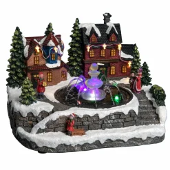 Feeric Lights & Christmas Village de Noël lumineux Maison et fontaine Discount