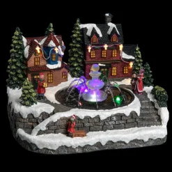 Feeric Lights & Christmas Village de Noël lumineux Maison et fontaine Discount