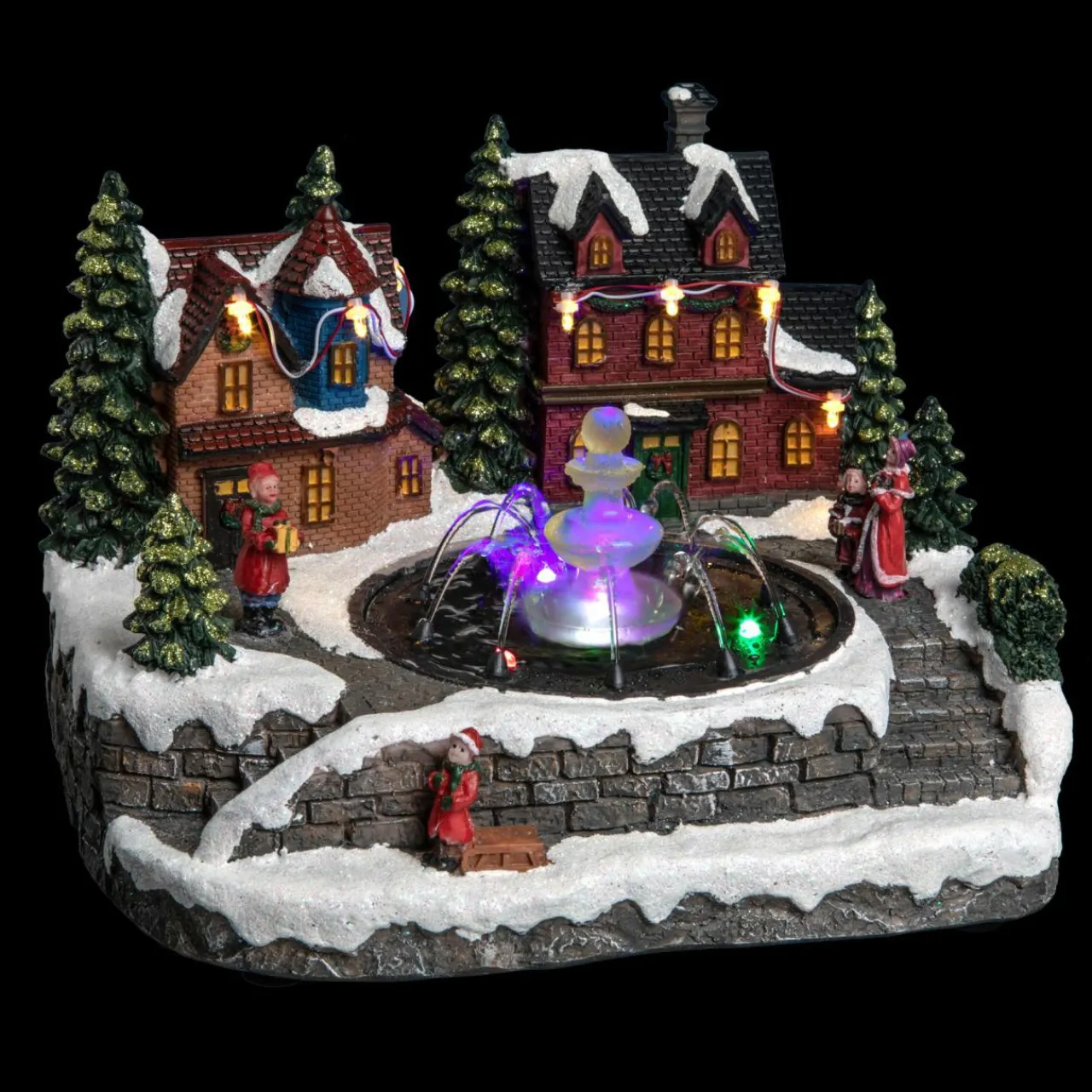 Feeric Lights & Christmas Village de Noël lumineux Maison et fontaine Discount