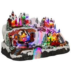 JJA Village de Noël musical et animé (H32 cm) Village en fête Multicolore Clearance