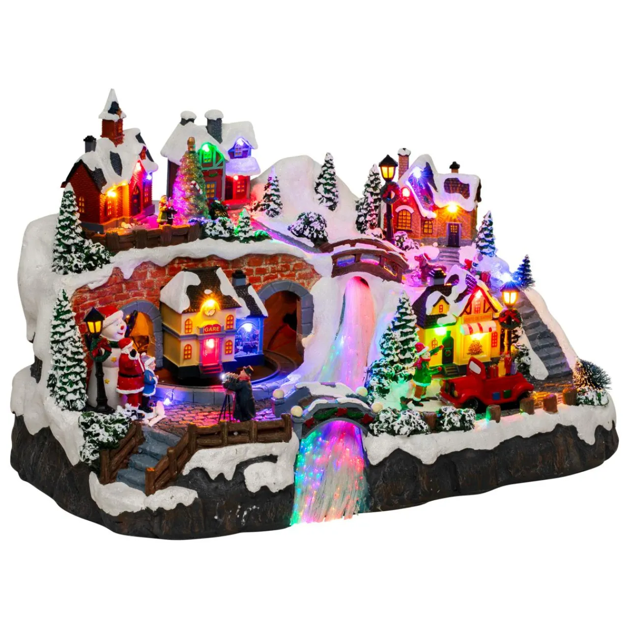 JJA Village de Noël musical et animé (H32 cm) Village en fête Multicolore Clearance