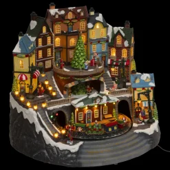 JJA Village de Noël musical et animé (H37 cm) Grande gare Multicolore Sale