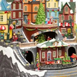 JJA Village de Noël musical et animé (H37 cm) Grande gare Multicolore Sale