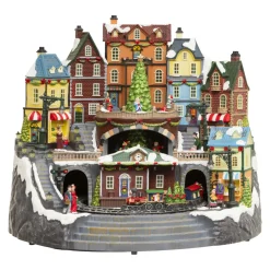 JJA Village de Noël musical et animé (H37 cm) Grande gare Multicolore Sale