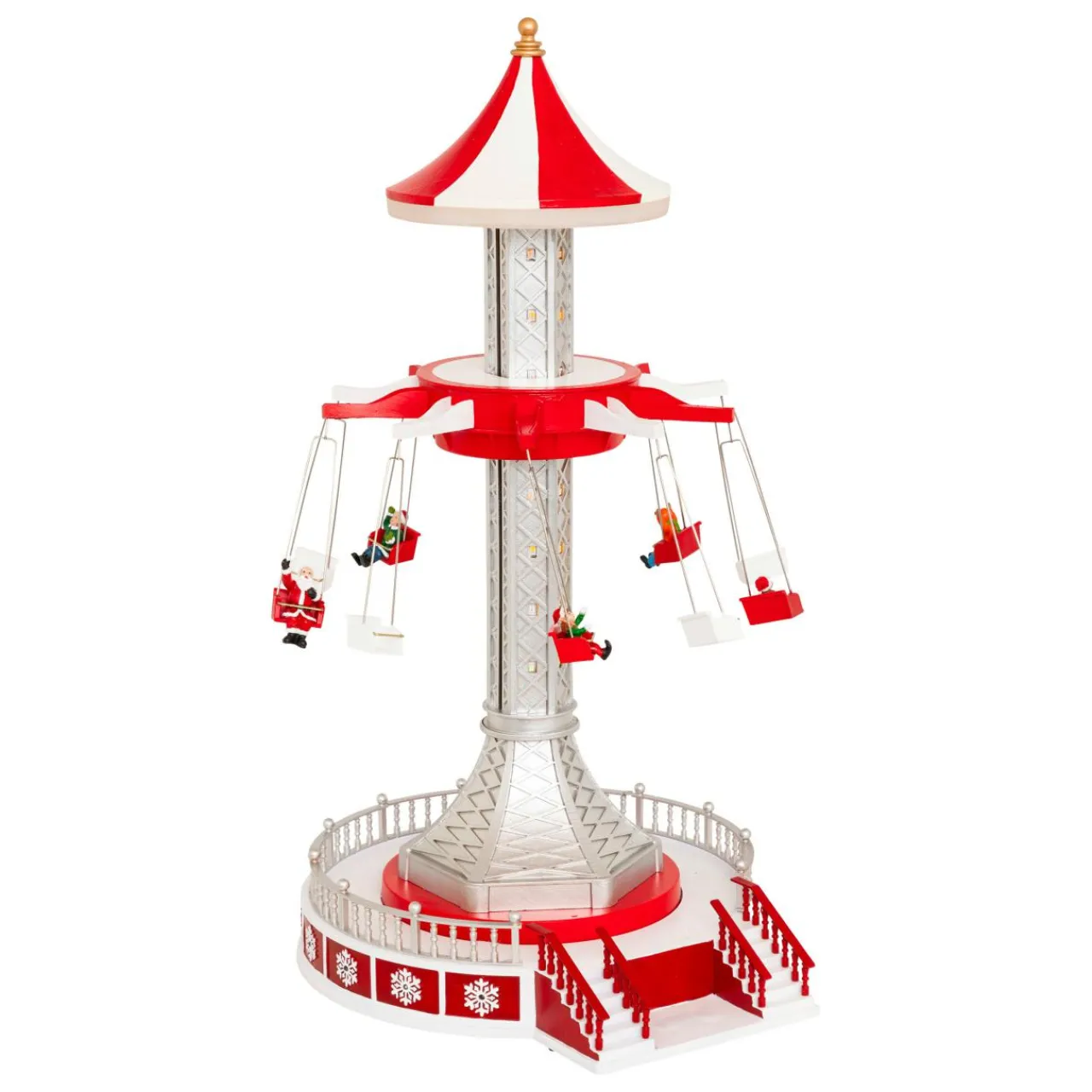 JJA Village de Noël musical et animé (H52 cm) Manège chaises volantes Multicolore Clearance