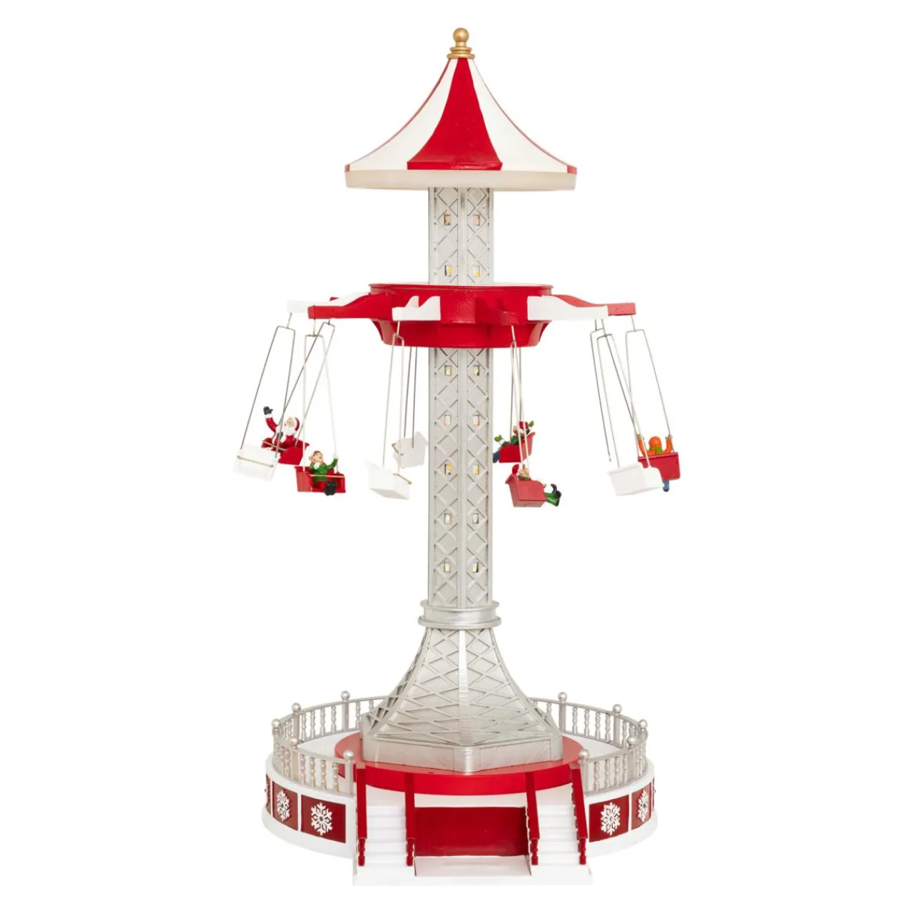 JJA Village de Noël musical et animé (H52 cm) Manège chaises volantes Multicolore Clearance
