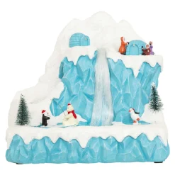JJA Village de Noël musical et animé (H26 cm) Banquise des pingouins Bleu Discount