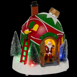 JJA Village de Noël musical et animé à piles (H22 cm) Cabane du Père Noël Multicolore Best