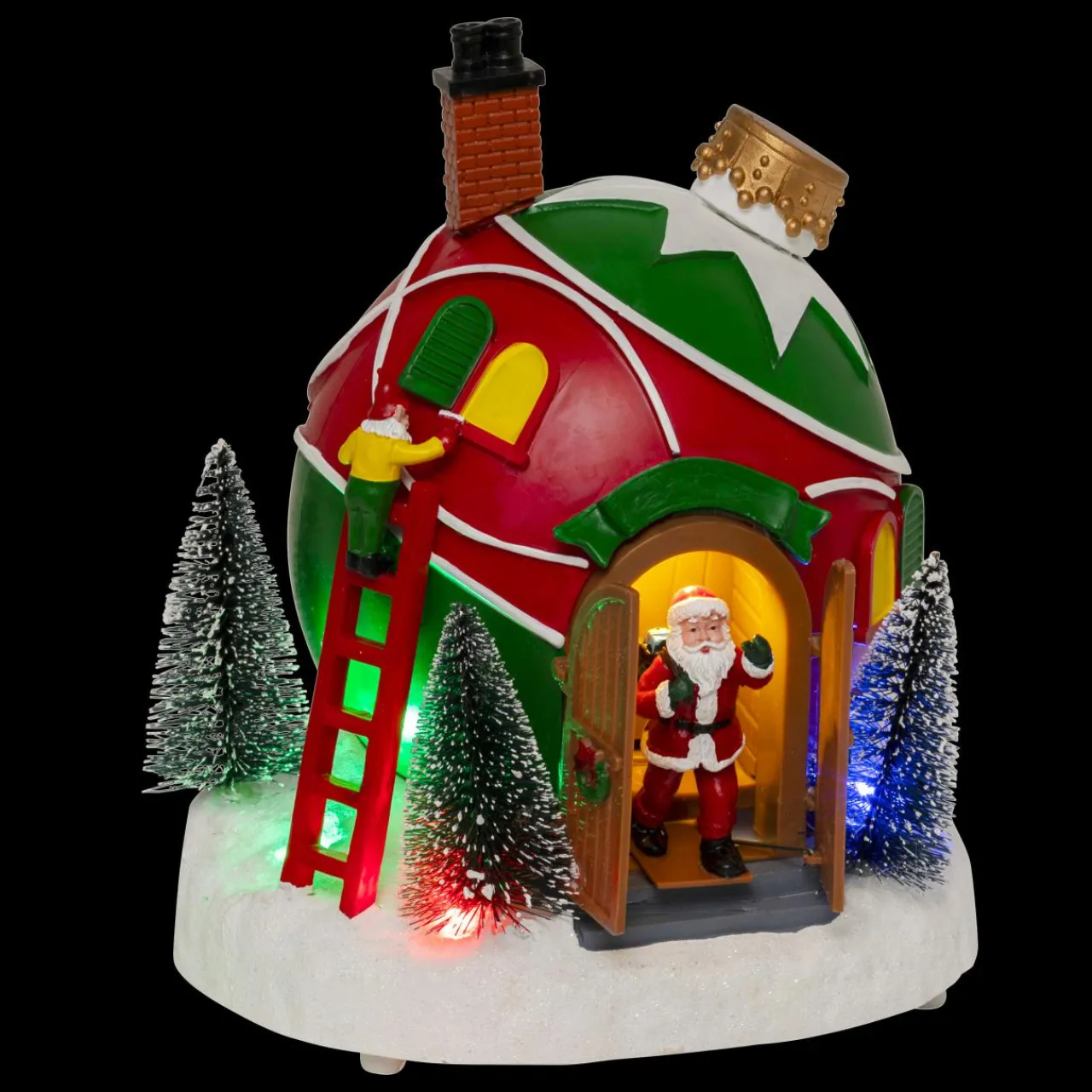 JJA Village de Noël musical et animé à piles (H22 cm) Cabane du Père Noël Multicolore Best