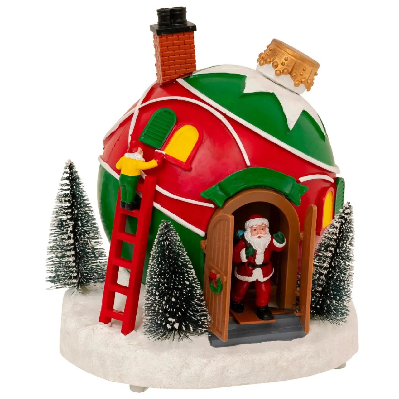 JJA Village de Noël musical et animé à piles (H22 cm) Cabane du Père Noël Multicolore Best