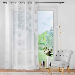 DOUCEUR D'INTERIEUR Voilage brodé œillets (140 x 240 cm) Sublimini Blanc Sale