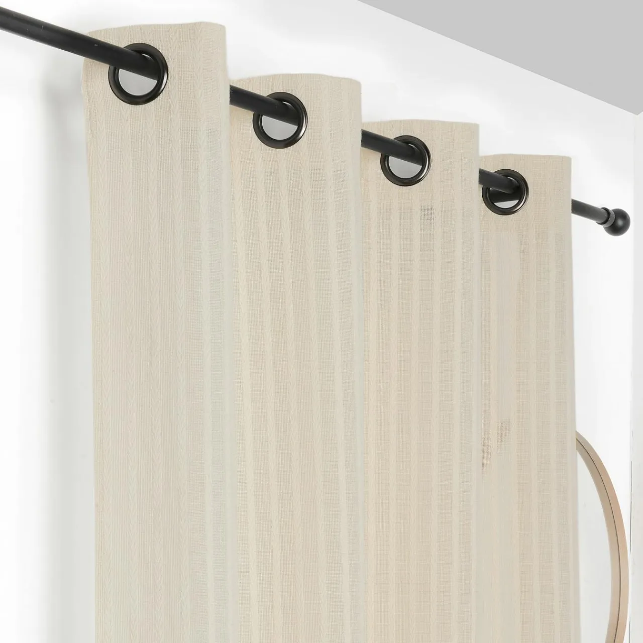 LINDER Voilage coton (140 x 275 cm) Tresse cassé Blanc Sale
