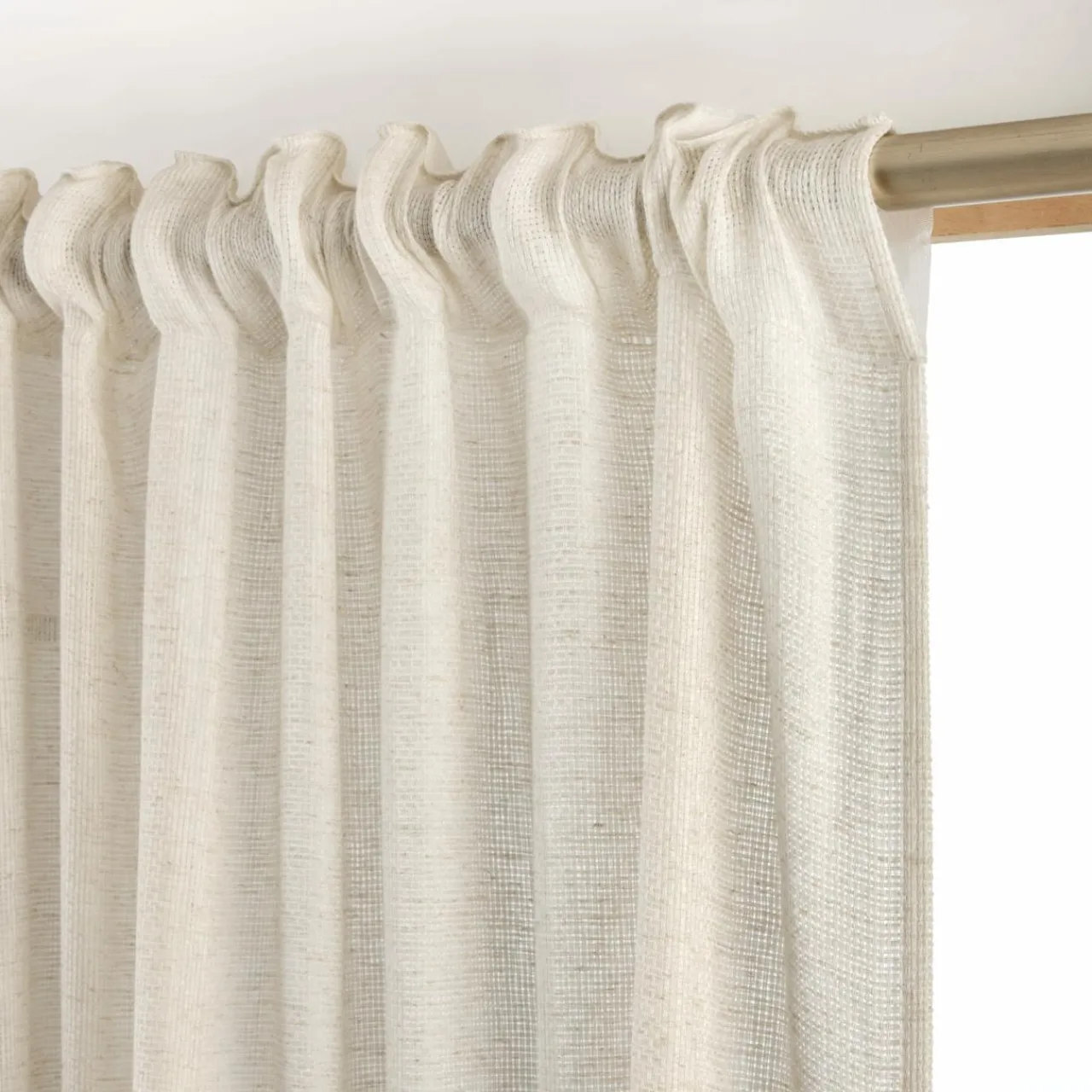 EMINZA Voilage galon fronceur effet lin (140 x 240 cm) Luca Beige Online