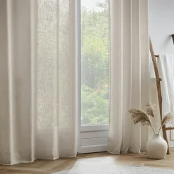 EMINZA Voilage galon fronceur effet lin (140 x 240 cm) Robin Beige Clearance