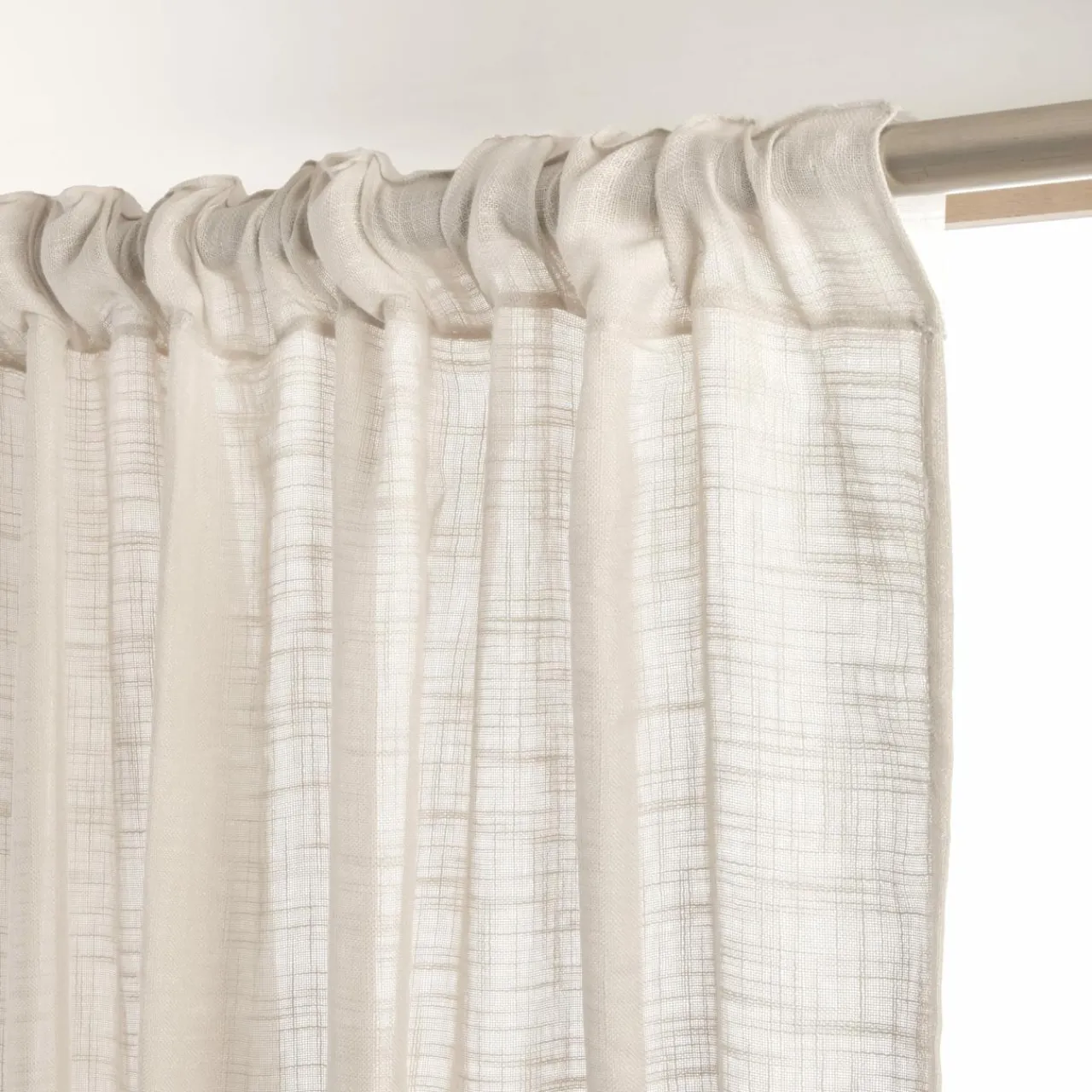 EMINZA Voilage galon fronceur effet lin (280 x 240 cm) Robin Beige
