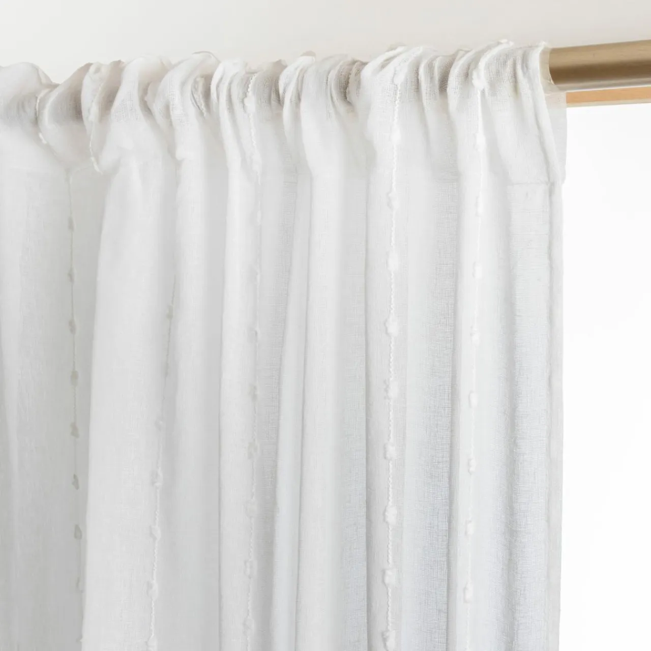 EMINZA Voilage galon fronceur pompons (280 x 240 cm) Axel Blanc Discount