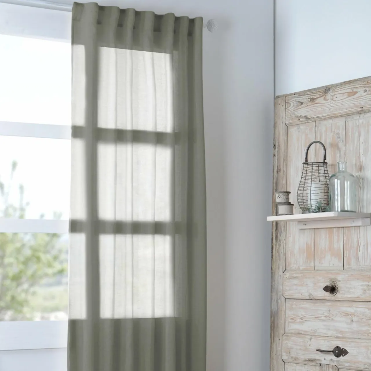 LOVELY CASA Voilage galon fronceur (140 x 260 cm) Madrid Vert kaki Hot