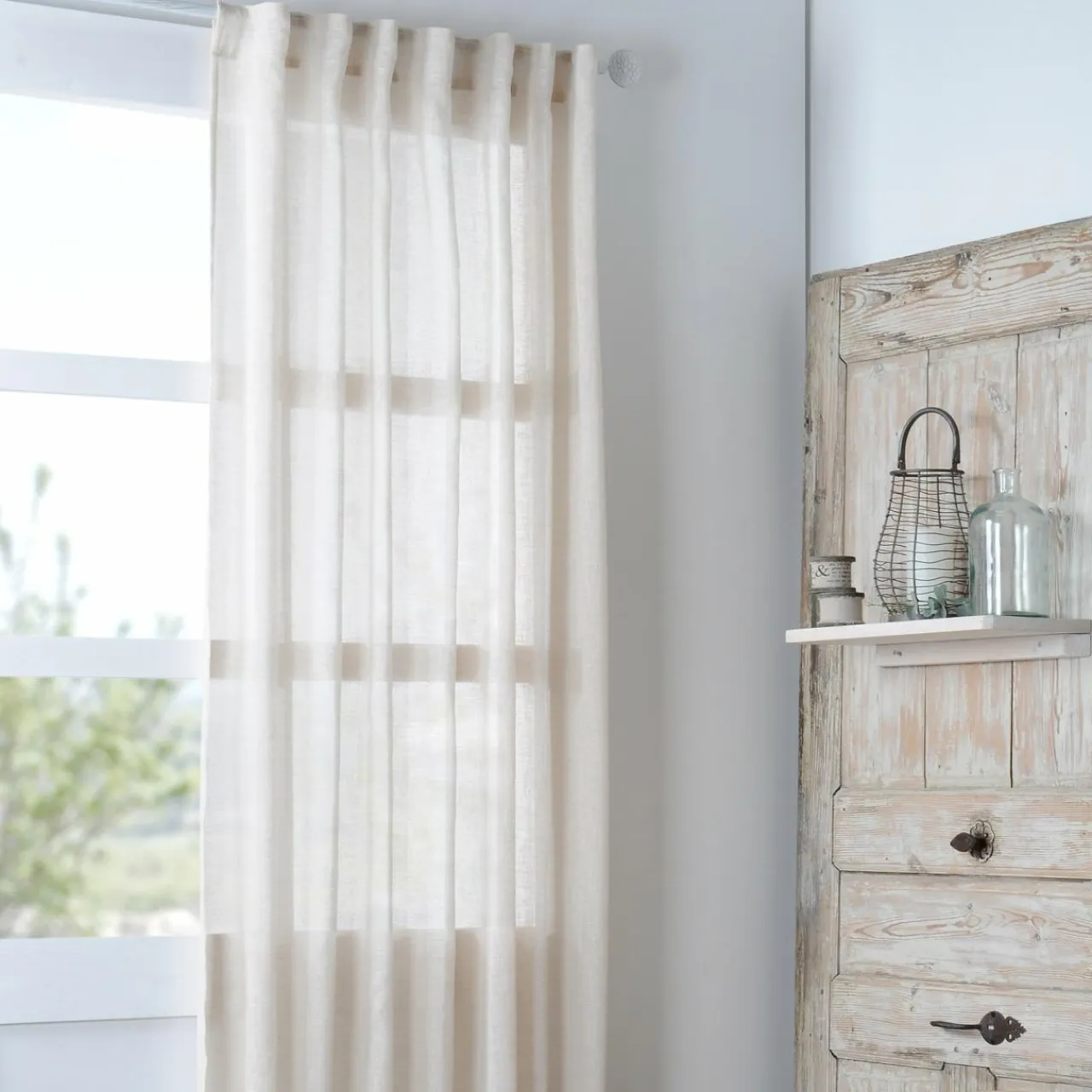 STOF Voilage galon fronceur (140 x 260 cm) Madrid Ecru New